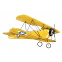 Déco Murale métal : Avion Biplan Jaune, L 75 cm