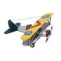 Avion Biplan métal Jaune, L 21 cm