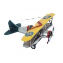 Miniature Laiton : Avion Spitfire, Jaune et Gris, L 19 cm