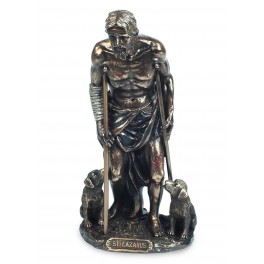 Statuette résine : Saint Lazare, Protecteur Des Pauvres et Malades, H 20 cm
