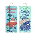 Set 2 Décos Bois : Thème Surf & Van 2, H 34 cm