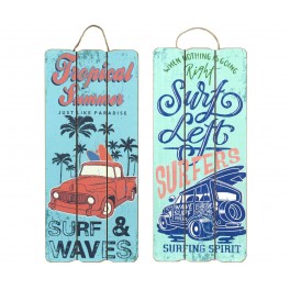 Set 2 Décos Bois : Thème Surf & Van 2, H 34 cm