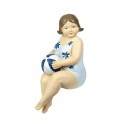 Figurine Bord de Mer : Baigneuse Ronde Assise, Mod Candy Suit, L 15 cm