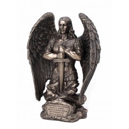 Statuette résine : L'archange Saint Michel, H 35 cm