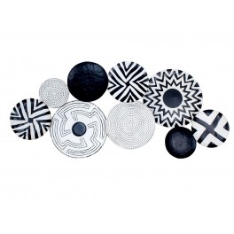 Déco murale Métal : Formes abstraites Noir et Blanc, L 114 cm