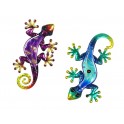 Set 2 Geckos Bleu/Violet, Coll Solana et Costa Rica, H 21 cm