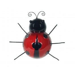 Déco murale métal : Coccinelle Rouge et Noir, H 16 cm