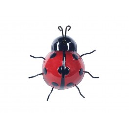 Déco murale métal : Mini Coccinelle Rouge et Noir, H 9 cm