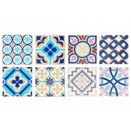 Set 8 sous-bocks Rétro, Motifs Carreaux de Ciment, H 10,8 cm