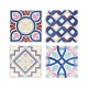 Set 8 sous-bocks Rétro, Motifs Carreaux de Ciment, H 10,8 cm