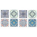 Set 8 sous-bocks Rétro, Motifs Carreaux de Ciment, H 11 cm