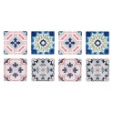 Set 8 sous-bocks Rétro, Motifs Carreaux de Ciment, H 11 cm