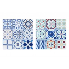 Set 2 Dessous de Plat Rétro 2, Motifs Carreaux de ciment, L 20 cm