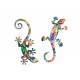 Déco Murale : Set 2 lézards Multicolores, Coll Zanzibar 2, H 23 cm