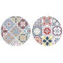 Set 2 Dessous de Plat Ronds 2, Motifs Carreaux de ciment, L 20 cm