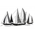 Déco murale Fer : Grande Régate Voiliers Gris et Blanc, L 131 cm