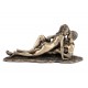 Statuette couple nu, effet bronze : Le baiser, H 29 cm