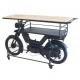 Console et Comptoir Industriel Moto Noire, Métal et Bois, L 175 cm