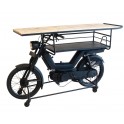 Console et Comptoir Industriel Moto Noire, Métal et Bois, L 175 cm