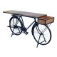 Console et Comptoir Industriel Vélo Noir, Métal et Bois, L 184 cm