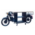 Enfilade et Comptoir Industriel Moto Noire, Métal et Bois, L 280 cm