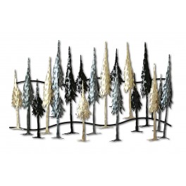 Décoration Murale Design : Foret de Sapins, Gris et Doré, L 100 cm