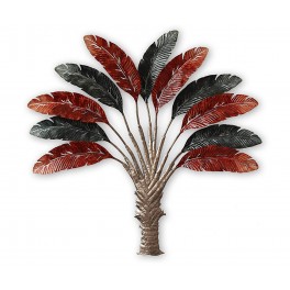 Décoration Murale : Arbre de Vie XL, Rouge et Gris, H 66 cm