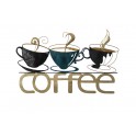 Enseigne Murale Fer : 3 tasses de Café et Lettrage Coffee, L 75 cm