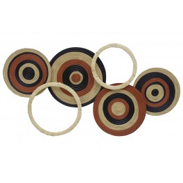 Décoration Murale : Disques Terracotta Fer et Cercles Rotin, L 100 cm