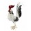 Figurine Jardin Fer XXL : Coq Argenté et Blanc, H 100 cm