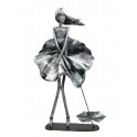 Sculpture Femme Fer : Position Marilyn, Argent et Ardoise, H 60 cm
