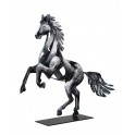 Animal Métal Design : Le Cheval Cabré, Argent et Ardoise, H 50 cm