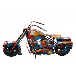 Sculpture Musique Fer : Moto Chopper, Finition Multicolore, H 62 cm