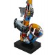 Sculpture Musique Fer : Le saxophone multicolore sur socle, H 71 cm