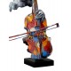 Sculpture Musique Fer : Violoncelliste, Finition Multicolore, H 72 cm