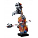 Sculpture Musique Fer : Violoncelliste, Finition Multicolore, H 72 cm