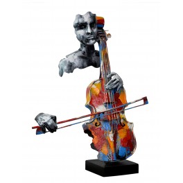 Sculpture Musique Fer : Le saxophone multicolore sur socle, H 71 cm