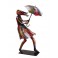 Sculpture Femme au Vent et Parapluie, Finition Multicolore, H 70 cm
