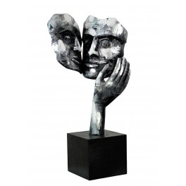 Sculpture Couple Fer : Etreinte Finition Multicolore, H 75 cm