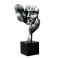 Sculpture Couple Fer : Etreinte Finition Argent et Ardoise, H 75 cm