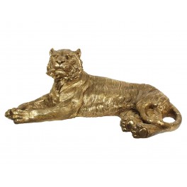 Statuette Lion couché XL, Modèle baroque doré, L 80 cm