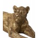 Statuette Lion couché XL, Modèle baroque doré, L 80 cm