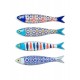 Set 4 magnets Frigo : 4 Poissons, Carreaux de Ciment, L 13,5 cm