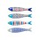 Set 4 magnets Frigo : 4 Poissons, Carreaux de Ciment, L 13,5 cm