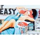 Plaque métal Vintage : Pin up allongée, Mod Take It Easy, L 30 cm