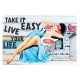 Plaque métal Vintage : Pin up allongée, Mod Take It Easy, L 30 cm