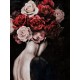 Tableau Peinture Femme : Chevelure Rose et Rouge d'un Soir, H 100 cm