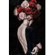 Tableau Peinture Femme : Chevelure Rose et Rouge d'un Soir, H 100 cm