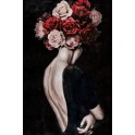 Tableau Peinture Femme : Chevelure Rose et Rouge d'un Soir, H 100 cm