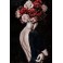 Tableau Peinture Femme : Chevelure Rose et Rouge d'un Soir, H 100 cm